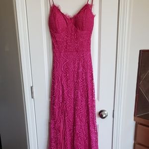 Pink Lace Long Formal Dress